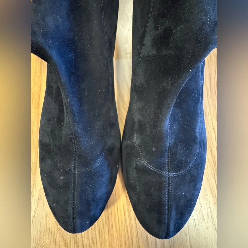 Jimmy Choo Black Suede Ankle Boots with Glitter Heel 38.5 EUC - Picture 2 of 12